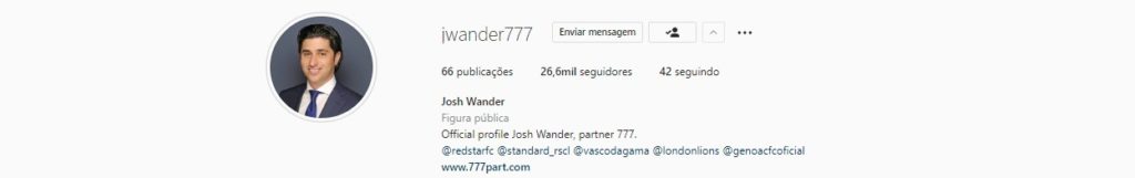 Josh Wander já coloca o Vasco no portfolio de clubes da ''777 Partners''
