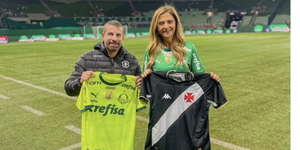 Pedrinho e Leila Pereira, presidente da Crefisa e Palmeiras